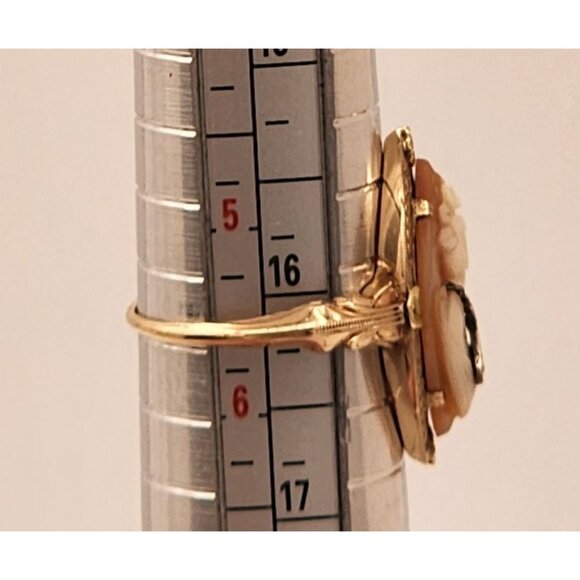 Vintage Cameo Ring With Diamond Accent In Ornate Gold Setting Original Box RARE - Picture 12 of 14